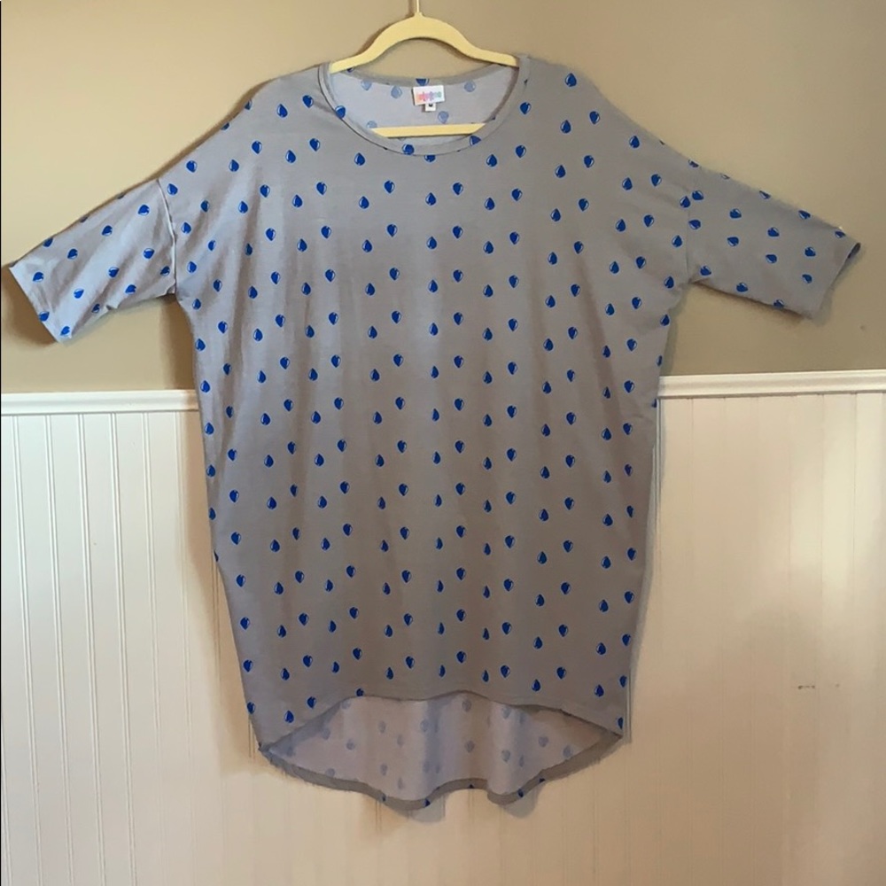 Lulu Roe Urma grey & blue rain drops